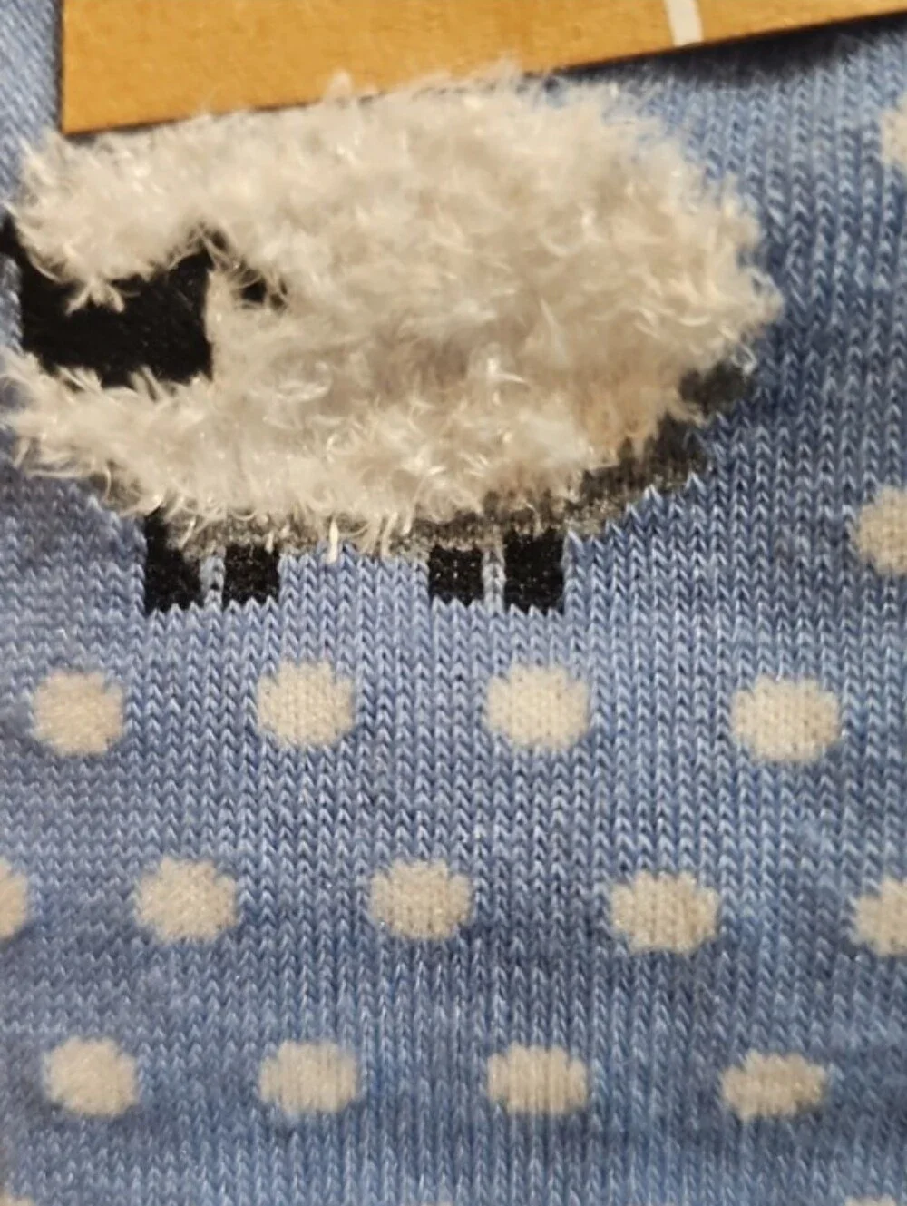 Blue Fuzzy Sheep Polka Dot Socks One Size Novelty Cozy Cottagecore NWT Gift